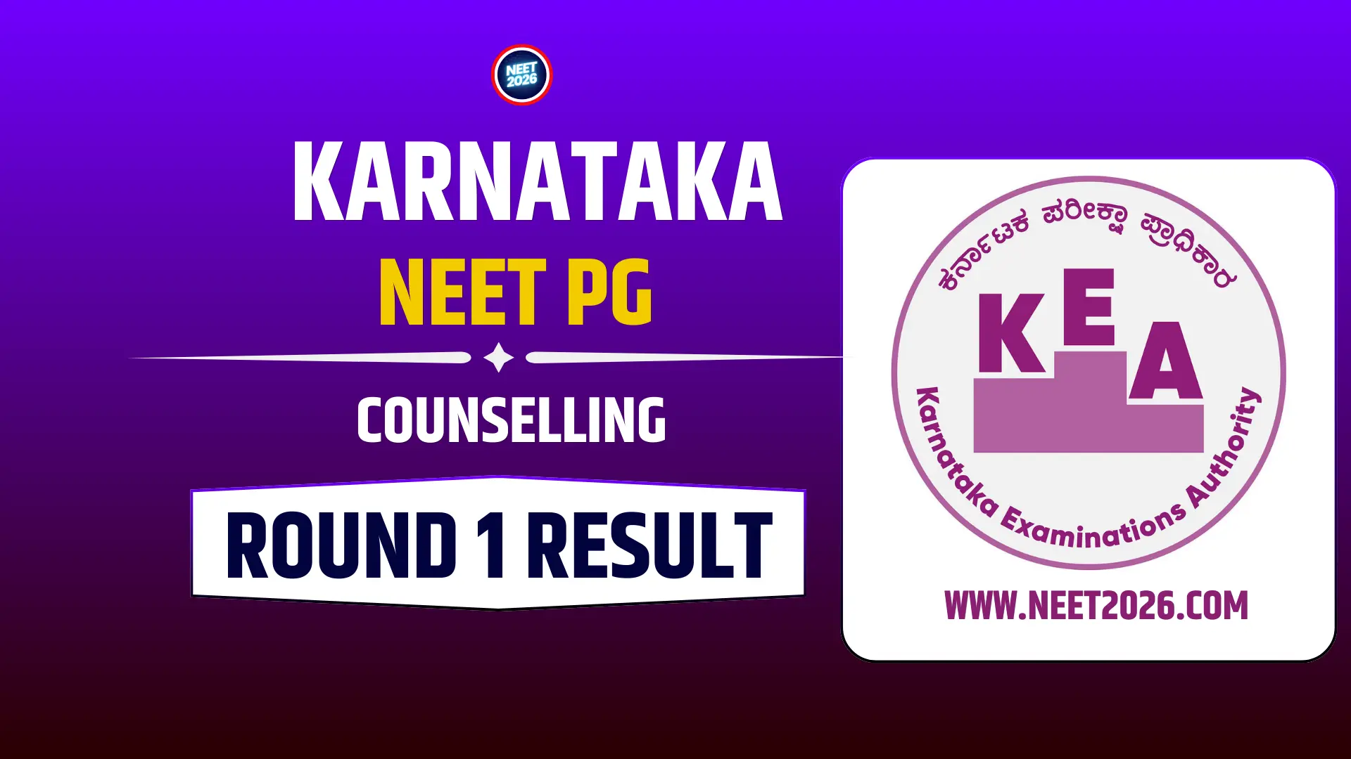 Karnataka NEET PG 2025 Round 1 Provisional Result